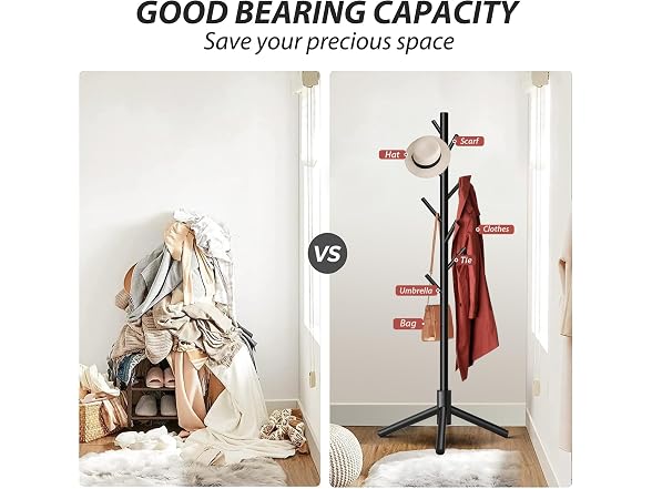 Unisakey 8-Hook Freestanding Coat Rack