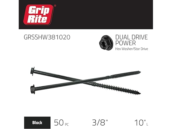 Grip-Rite Grip-Rite GRSSHW381020 3/8" x 10" Struc