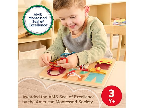 Fisher-Price Wood Montessori Toy Dressing Board