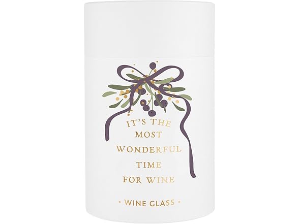 Stemless Christmas Wine Glass with Gold Foil, 17-Ounce