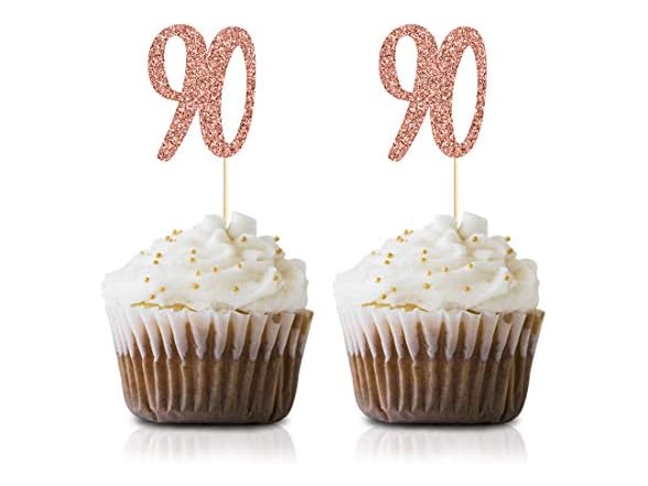 Rose Gold 90th Birthday Cupcake Topper