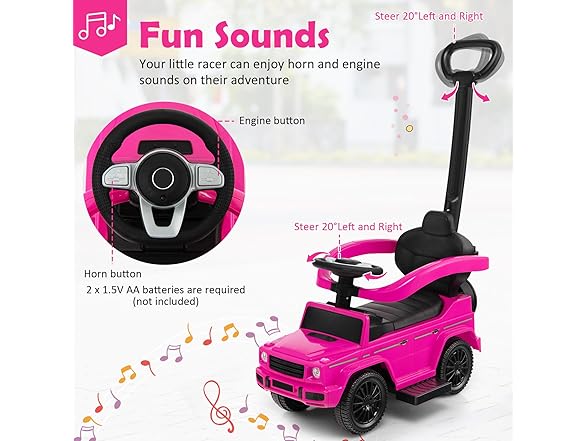Nightcore Push Car, Ride on Car with Removable Canopy