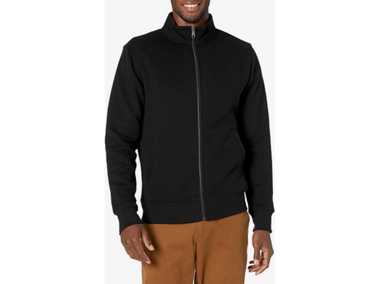 Amazon Essentials Men's Sweatshirt, Mock Neck, Fleece Zip Up, Washed Black, Medium