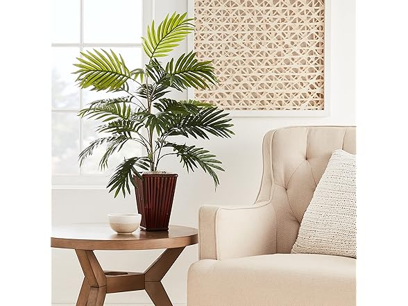 Areca Palm with Bamboo Vase Silk Plant