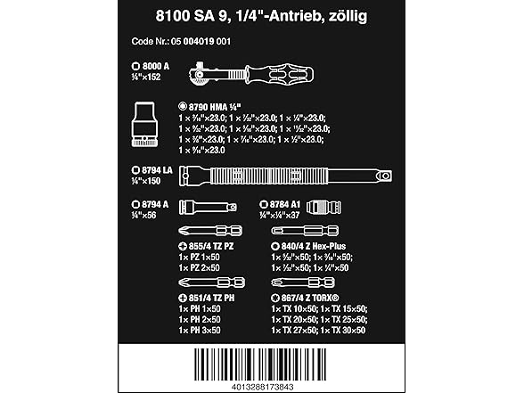 Wera 5004019001 Wera 05004019001 0.25 in. Zyklop Me