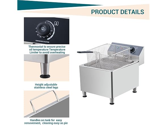 Commercial Deep Fryer 11L 1700W Stainless Steel