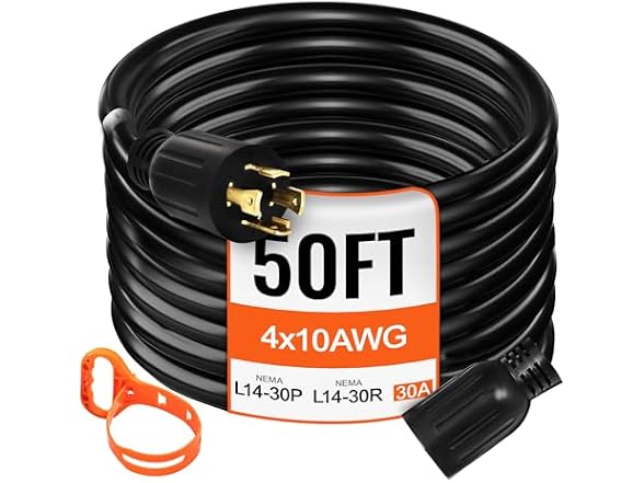50 FT 30 Amp Generator Extension Cord SJTW