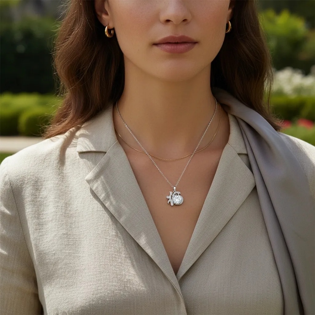 Moissanite Diamond 16 Pendant Necklace - Gallery 8