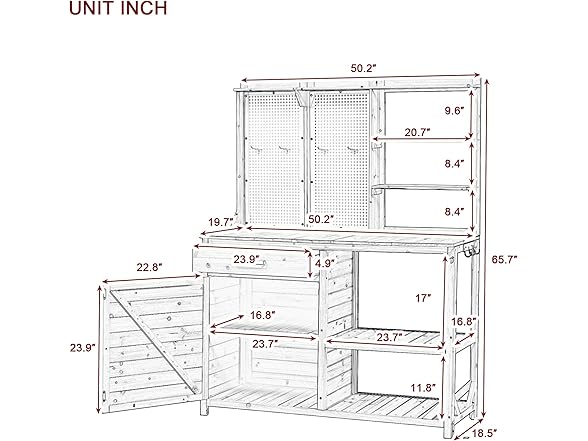 Merax Fir Wood Potting Bench with Hutch -Choose Color