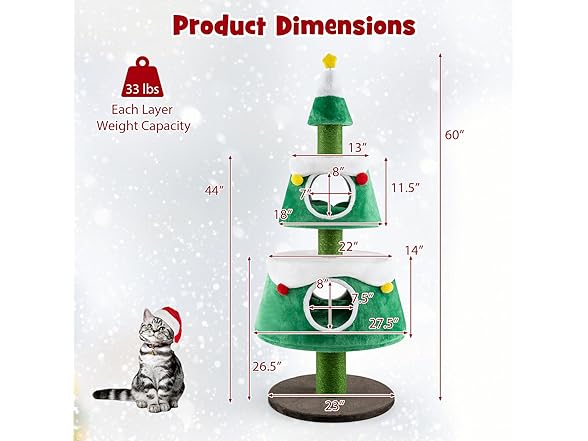 PETSITE 60 inch Christmas Cat Tree