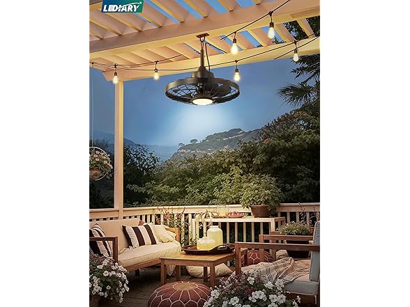 LEDIARY Outdoor Ceiling Fans with Light