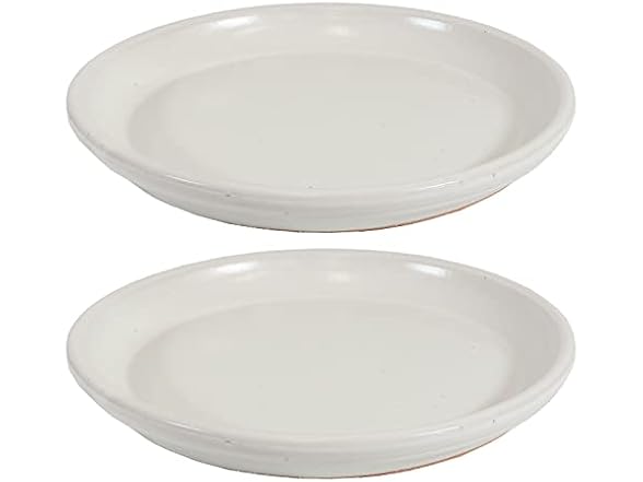 Sunnydaze Decor AP-012 2 Ceramic Saucers 12in Pearl