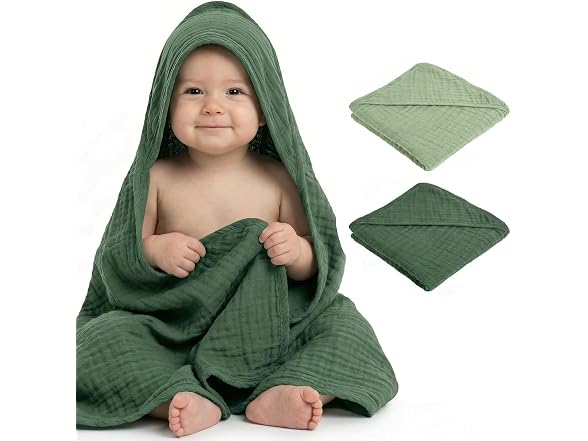 Mre & Moi Mre & Moi 2X Muslin Hooded Baby Bath