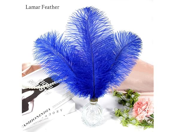 Lamar 20pcs 10-12'' Blue Ostrich Feathers for Decorating