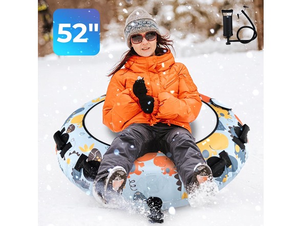 Goplus Snow Tube, 52" Inflatable Snow Sled