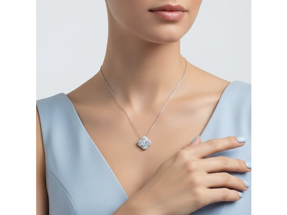 Diamond Clover Flower Necklace 2 CTTW