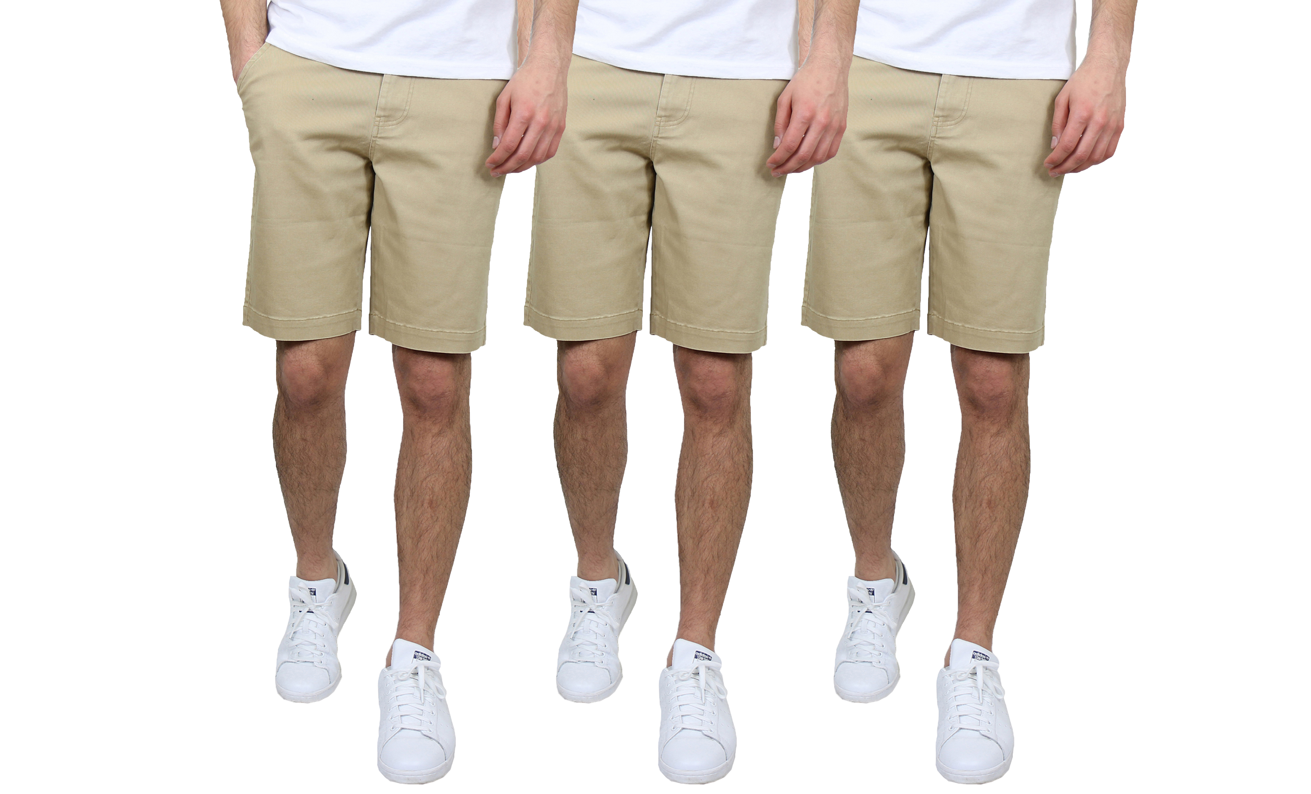 3Pk Mens Cotton Stretch Chino Shorts - Gallery 14