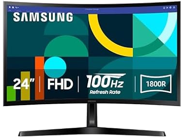 $89.99, Was $155.99, 42% Off! (NEW) Samsung 24" Essential S3 Series FHD Curved Computer Monitor dealfomo