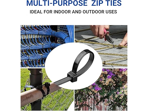 TAURISH Zip Ties 200pc 8" Black