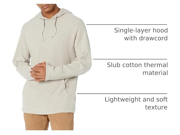 Amazon Essentials Men Slub Thermal Pullover Hoodie