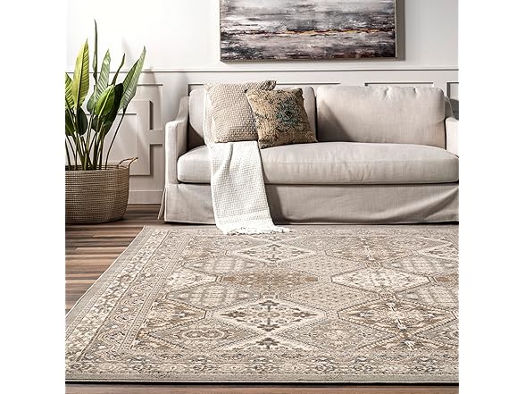 nuLOOM Becca Taupe/Ivory, 8' Square Rug