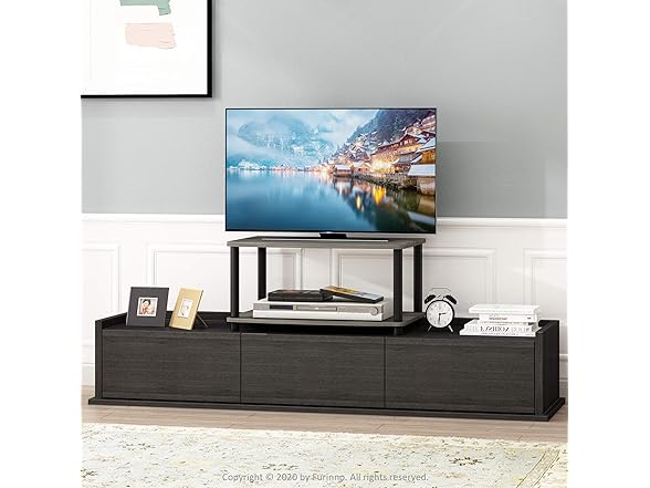 Furinno 2-Tier TV Stand Grey/Black