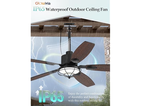 Glowivia 52in Outdoor Ceiling Fan IP65