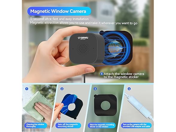Sirwu Magnetic Window Security Camera