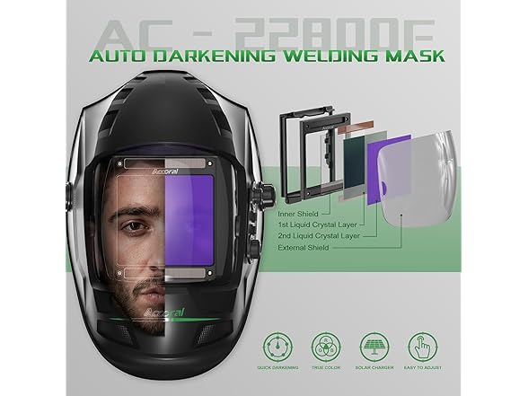 Accoral 3.94" x 3.66" Welding Helmet