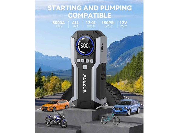 ACEZUK 8000A Jump Starter w/ Air Compressor