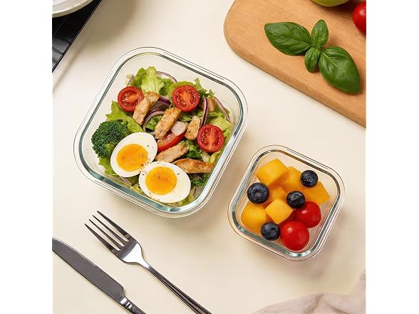 Konokyo Square Glass Containers, Meal Prep, 12 Pack