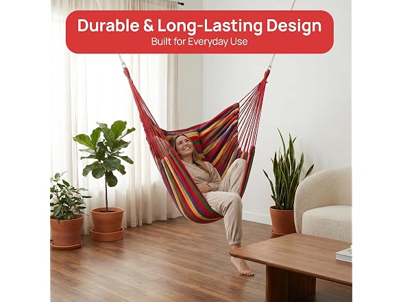 Gardenised Multicolor Striped Fabric Hanging Hammock Chair