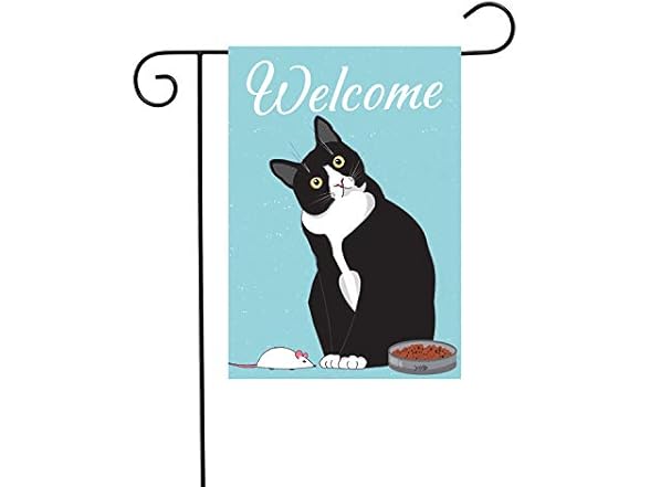 Black Cat Garden Flag 12x18 Welcome