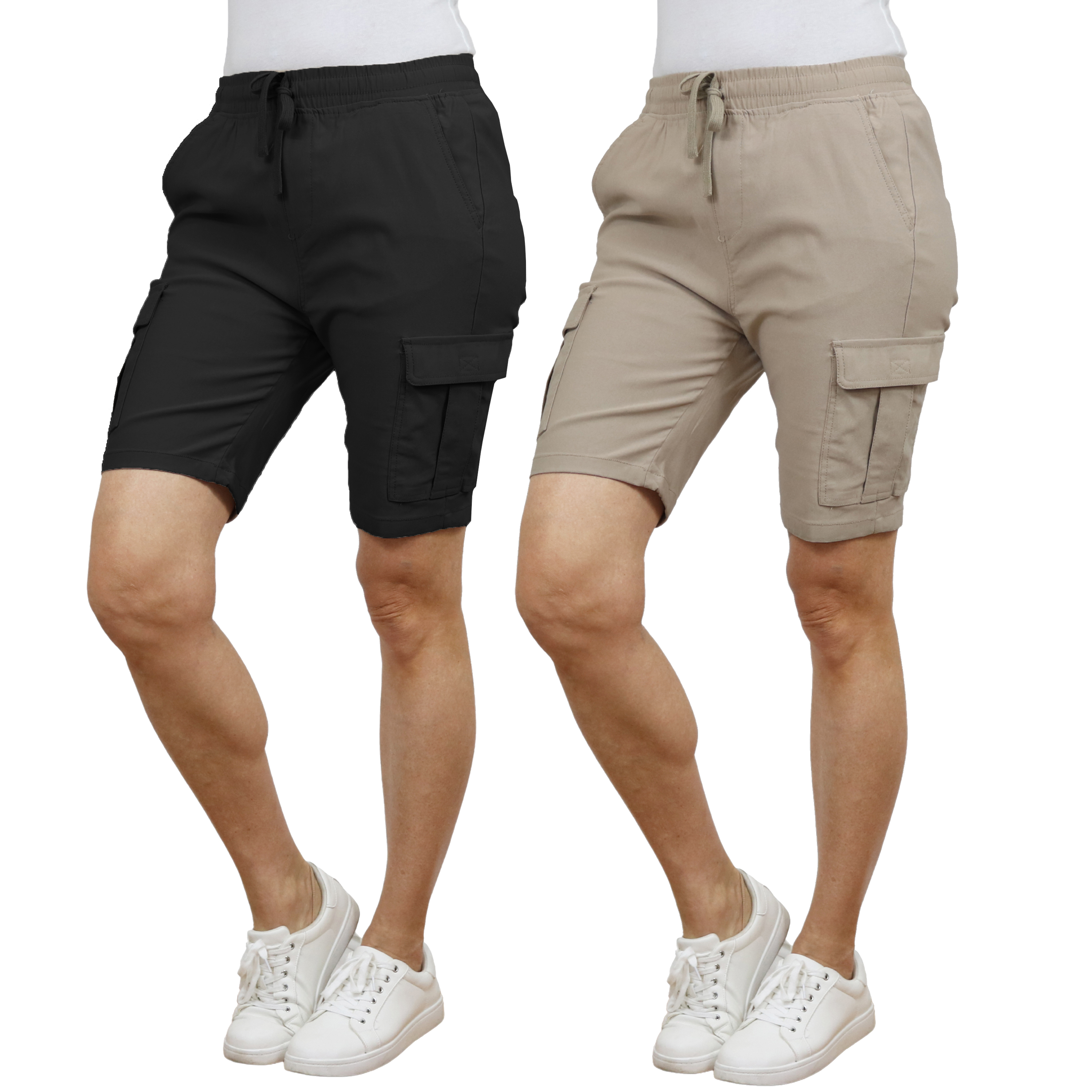 2Pk Womens Super Stretch Cargo Shorts - Gallery 24