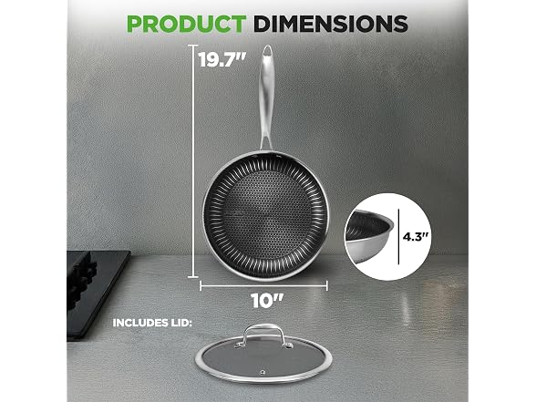 NutriChef 10" Stainless Steel Frying Pan