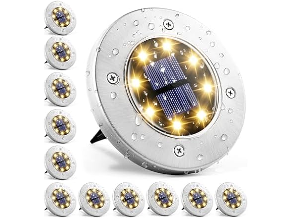 (12 Pack) GIGALUMI Solar Ground Lights