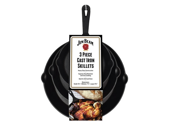 Jim Beam Cast Iron 3 Piece Skillet