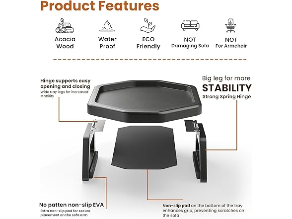 Tinamo Acacia Couch Arm Table