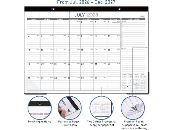 MaaIbok 2026-2027 Desk Calendar - 17" x 12" Ru