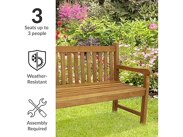 Sunnydaze 2-Person Outdoor Bench - Wood- Mission