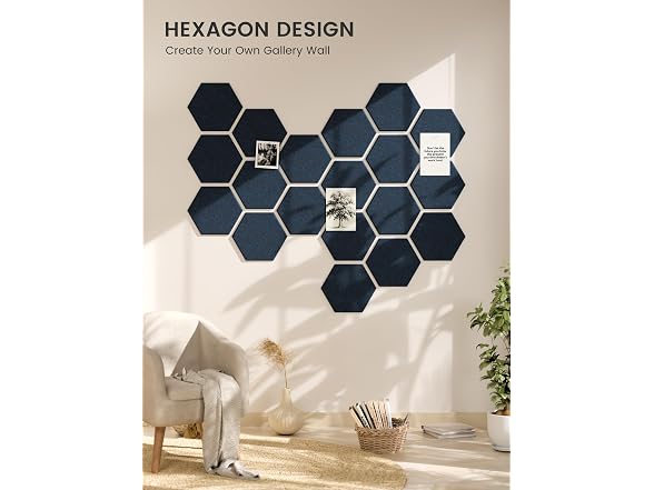 Fluxynara 12 Pack Hexagon Felt Bulletin Board Tiles