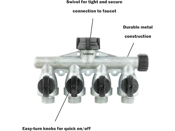 Gilmour Heavy Duty 4-Way Hose Splitter