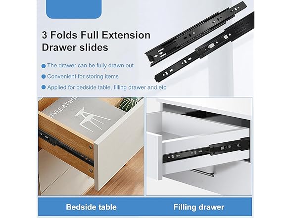 Sulawskys 22 inch Drawer Slides 1 Pairs (2pcs) Fu