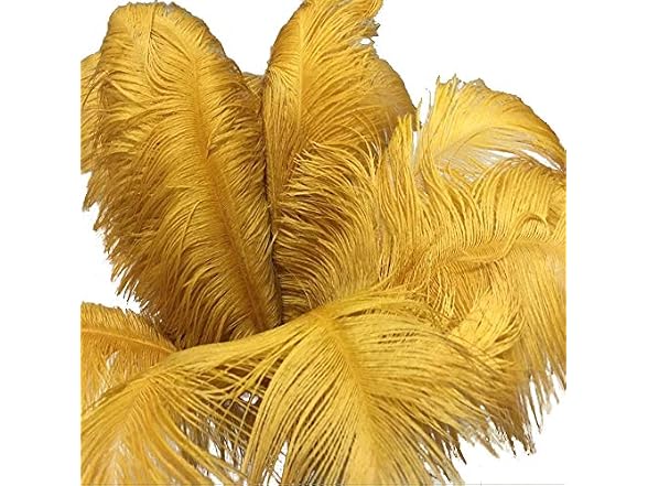 AABABUY 10pcs Ostrich Feathers Gold