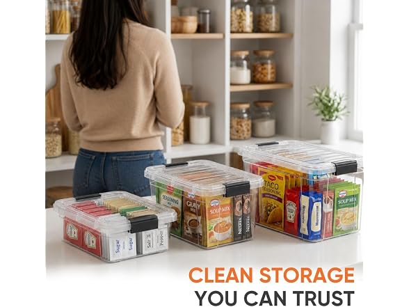 Superio 1.85 Quart Clear Plastic Storage Boxes with Lids 10 Pack