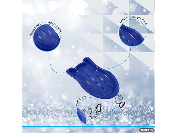Superio Toboggan Snow Sled 37" Plastic Sled 12 Pack