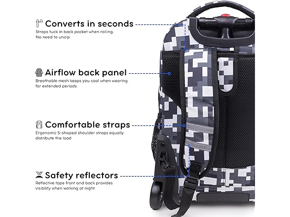 J World Sundance Laptop Rolling Backpack 