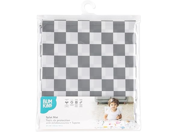 Bumkins Baby Splat Mat, Gray Check