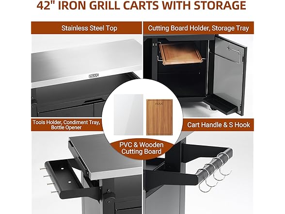 NUUK Pro 42in Outdoor Kitchen Storage Island Black