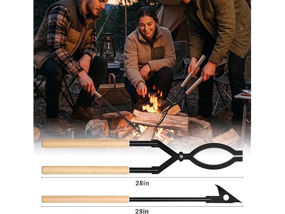 28 Inch Fireplace Tongs and Fire Poker Set